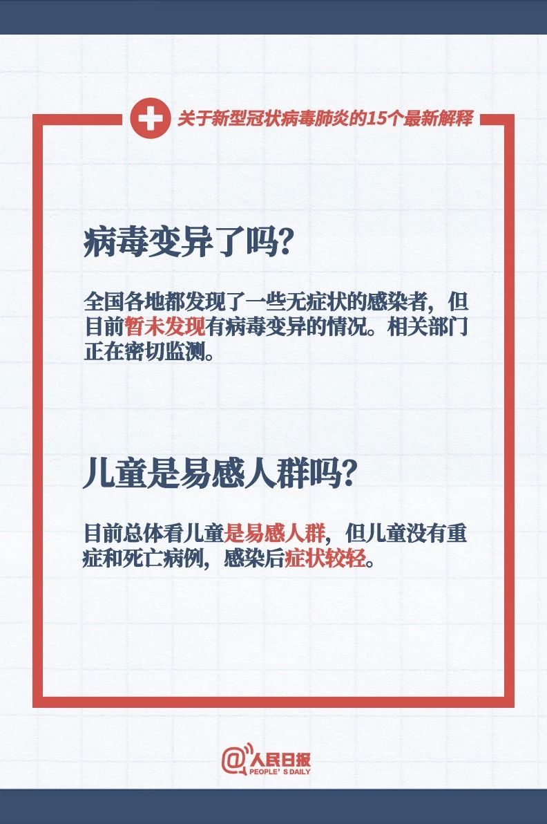 人民日報(bào)緊急擴(kuò)散：關(guān)于新型冠狀病毒肺炎的15個最新解釋